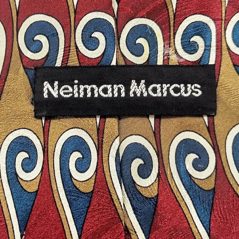 Vintage Handmade Neiman Marcus Swirl Silk Tie